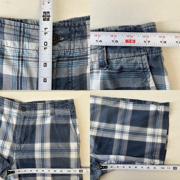 Cherokee Men's Flat Front Cotton Chino Shorts Blue Plaid Size 34 - Picture 11 of 13